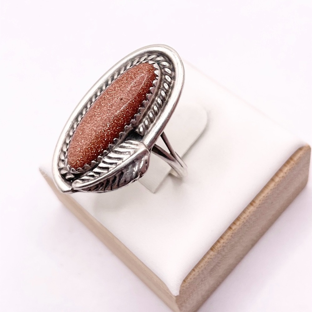 Size 6.5 Goldstone 925 Sterling silver ring - Picture 6 of 7